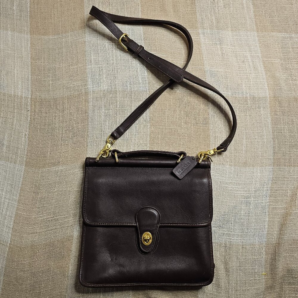 '93 Coach CK628 Vintage Classic Willis Brown Crossbody Top Handle Leather Purse